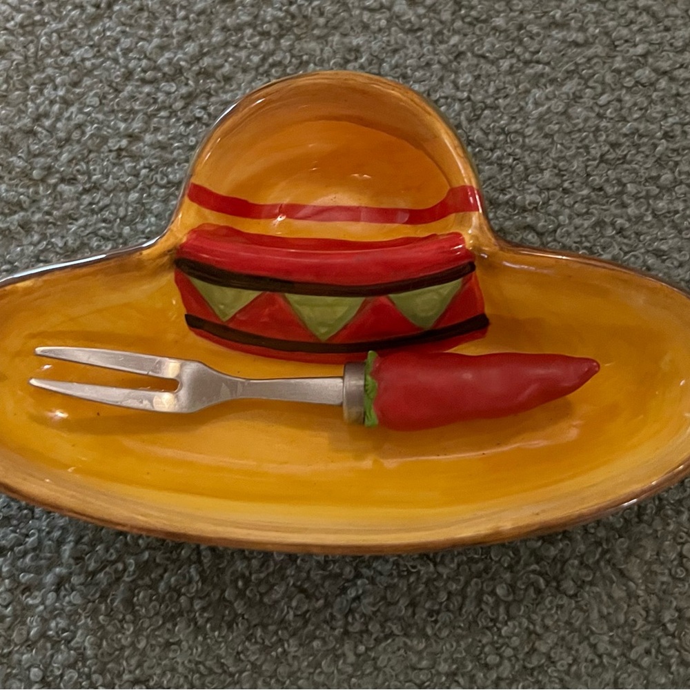 NWOB Ceramic Dish with Fork